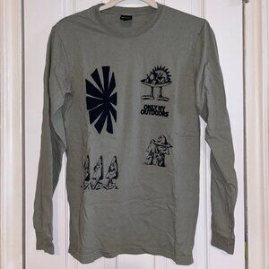 OnlyNY Outdoors Olive Green Mushroom Long Sleeve T-Shirt, Size XS